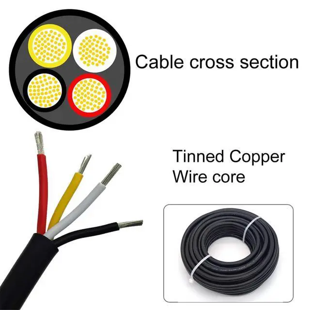 Alt view image 4 of 5 - 22 Gauge 4 Conductor Tinned Copper Electrical Wire Stranded PVC Audio Power Cable Speaker Wire (Red & Black & Yellow & White) 22AWG-4C-80FT
