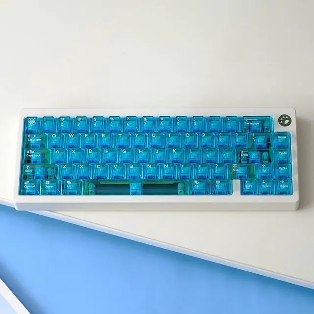 Alt view image 2 of 5 - Sumgsn 114 Keys Crystal Transparent Keycaps Cherry Profile Blue Clear Keycap Set Fir for 61/64/84/104/108 Cherry Mx Switches Mechanical Keyboard
