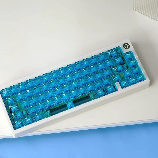 Alt view image 3 of 5 - Sumgsn 114 Keys Crystal Transparent Keycaps Cherry Profile Blue Clear Keycap Set Fir for 61/64/84/104/108 Cherry Mx Switches Mechanical Keyboard