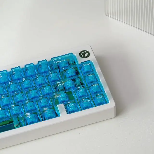 Alt view image 5 of 5 - Sumgsn 114 Keys Crystal Transparent Keycaps Cherry Profile Blue Clear Keycap Set Fir for 61/64/84/104/108 Cherry Mx Switches Mechanical Keyboard