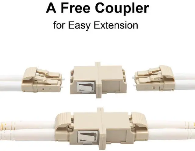 Alt view image 4 of 5 - LUWWZLX 50M(164ft) LC to LC Fiber Optic Cable, Multimode Duplex OM3 50/125m 10G/40G Patch Cord, 2.0mm LSZH Jacket, with LC Coupler