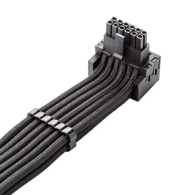 Alt view image 2 of 4 - CableMod E-Series Pro ModFlex Sleeved 12V-2x6 12VHPWR 90 StealthSense PCIe Cable for EVGA G/G+ / P/P+ / T - Variant B (Black, 16-pin to Triple 8-pin, 60cm)