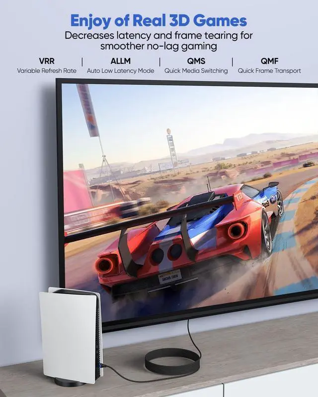 Alt view image 3 of 5 - ApoJodly HDMI Cable 25 FT, 8K Long HDMI Cable 25 Foot 4K Ultra High Speed HDMI 2.1 Braided Cord 8K@60Hz, 4K@120Hz, eARC, HDCP2.3, HDR10 for HDTV, Projector, Monitor, Home Theater, Gaming, RTX
