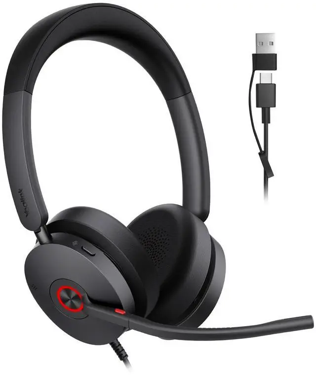 Main image of Yealink UH48 ANC Wired USB-C/A Headset with 6 AI Noise Canceling Microphones, Teams & Zoom Certified, Dual ear Headphones Comfort for Remote Work and Home Office, Play & Plug for Laptop/Phone/Computer