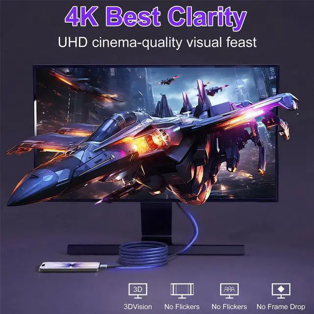 Alt view image 3 of 5 - Diliichar 20Gbps USB4 for Thunderbolt 5 Cable 20FT/6M, 4K@60Hz Video for USB C Thunderbolt 4 Cable, Nylon Braided PD240W Charging Compatible for Thunderbolt 5/4/3, MacBook, iPhone 17, Mac