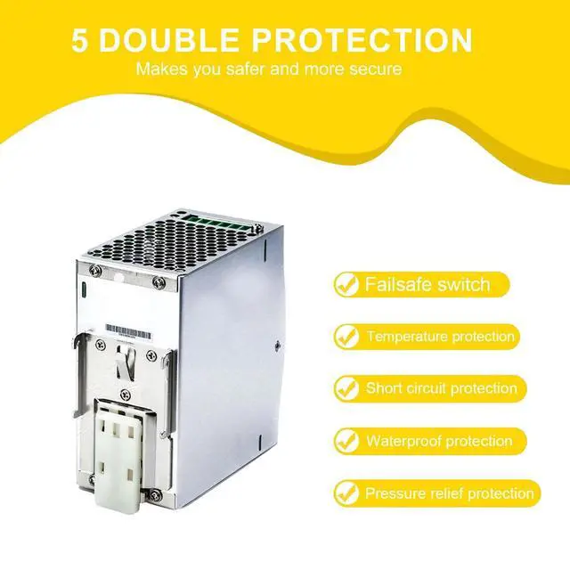 Alt view image 4 of 5 - WDR-240-24 240W 24V 10A DIN Rail Power Supply - 91% High Efficiency, Active PFC, Compact Design for Light Load Industrial Control and Automation - 180-550VAC Input, Reliable