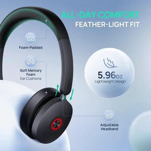Alt view image 5 of 5 - Yealink UH48 ANC Wired USB-C/A Headset with 6 AI Noise Canceling Microphones, Teams & Zoom Certified, Dual ear Headphones Comfort for Remote Work and Home Office, Play & Plug for Laptop/Phone/Computer