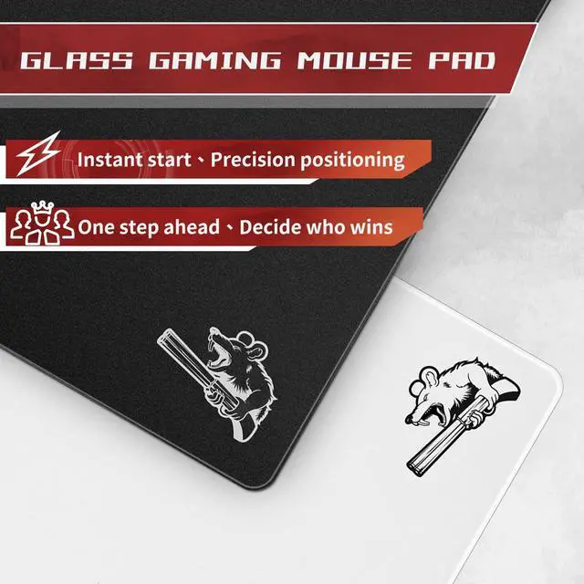 Alt view image 2 of 5 - SIROOLAC Glass Gaming Mouse Pad, 320mm x 360mm, FPS Game, Special Tempered Glass, Durable, 3mm Thick, Accurately and Quickly Target Your Opponents (320mm x 360mm, Black)