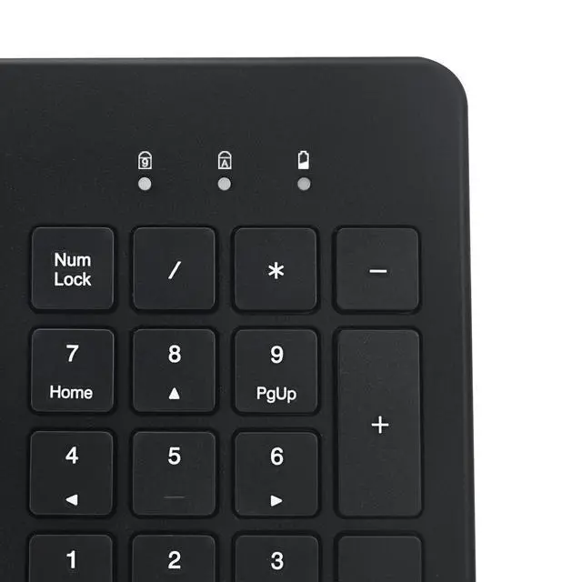 Alt view image 3 of 5 - Adesso WKB-5300UB Wireless Fullsize Keyboard with Scissor Switch Keys, 2.4GHz USB-A Receiver, 104 Key Layout, Multimedia Hotkeys for Windows Mac OS, Quiet Typing, Black