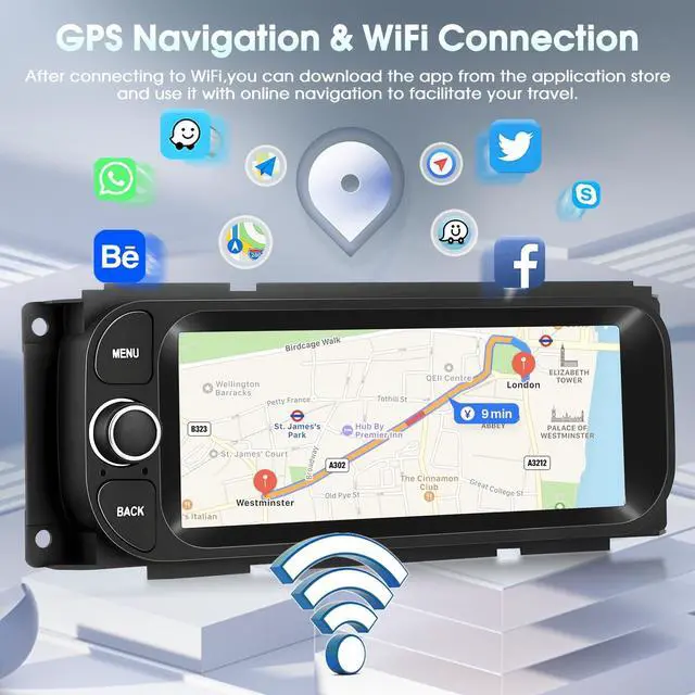 Alt view image 3 of 5 - Android 15 Motorsi Single Din GPS Car Stereo Radio for Jeep, 6.86" Touchscreen Car Player with Wireless Carplay &Android Auto, FM Audio Receiver with Bluetooth Mirror Link WiFi SWC Backup Camer