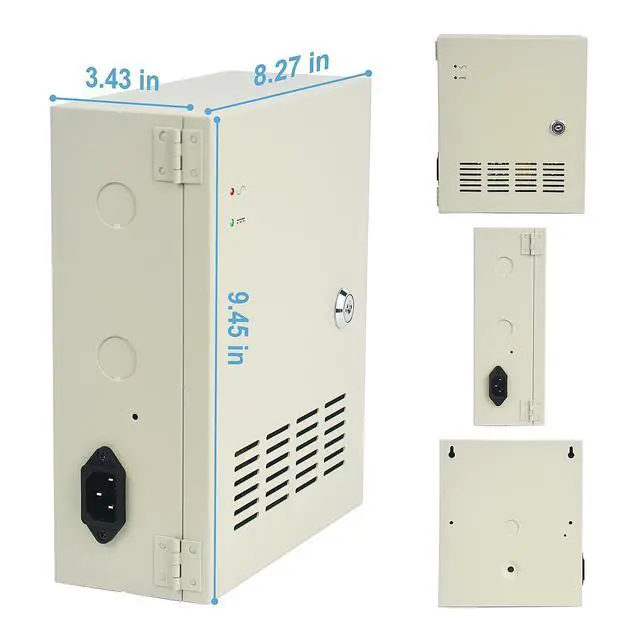 Alt view image 4 of 5 - 9 Channel CCTV Distributed Power Supply Box for Security Camera - 9 Ports 10A 12V DC Output - PTC Fuse- Regulated and Filtered - Surge Protected - Key Lock - Designed for Surveillance DVR System