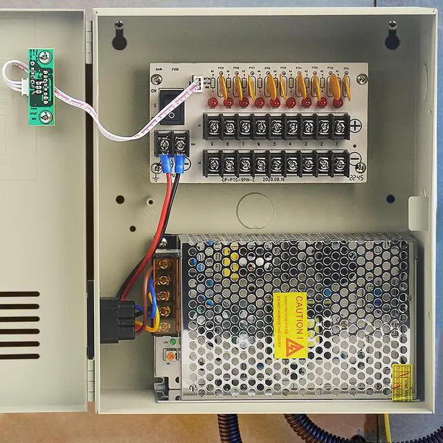 Alt view image 5 of 5 - 9 Channel CCTV Distributed Power Supply Box for Security Camera - 9 Ports 10A 12V DC Output - PTC Fuse- Regulated and Filtered - Surge Protected - Key Lock - Designed for Surveillance DVR System