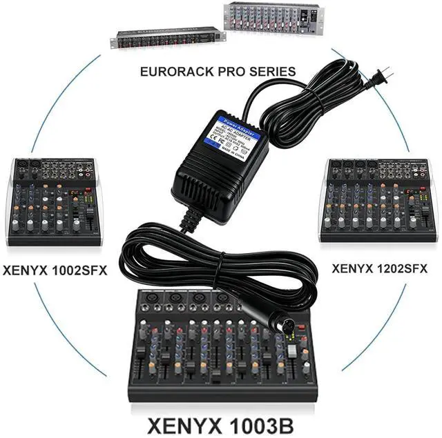 Alt view image 3 of 4 - 18.5VAC Powe Adapter for Behringer XENYX 502, 1002,for Eurorack Mixers (FX-18B-MP3),PSV3UL, MXVL3, UB502, UB802, UB1002, Q502USB, Q802USB, Q1002USB 18.5VMini 3 Pin Din Supply