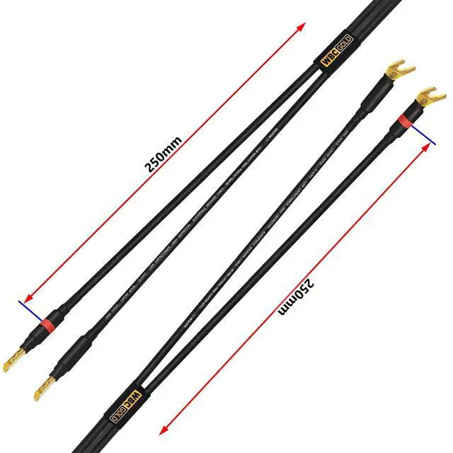 Alt view image 4 of 5 - WORLDS BEST CABLES 3 Foot WBC-GOLD-LOCAP-SPKR-10 AWG - Low-Capacitance - Low-Inductance - High Purity OFC - Audiophile HiFi Speaker Cable Pair with Eminence Gold Banana (x2) & Spade (x2) Plugs