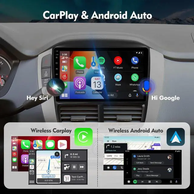 Alt view image 3 of 5 - 10.1 Inch IPS Touchscreen Android 13 Car Stereo for Honda Pilot 2006-2008 with Wireless CarPlay & Android Auto 2+32GB Car Radio, Support GPS, WiFi 6, Bluetooth,5.4, FM, Backup Camera, SWC, Dual