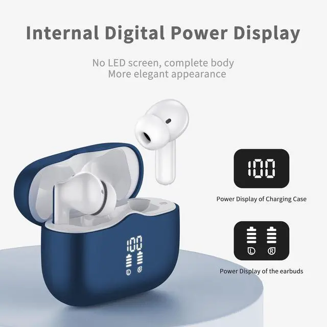 Alt view image 3 of 5 - Wireless Earbuds, Bluetooth 5.4 Headphones in Ear with HiFi Stereo Deep Bass, 4 ENC Noise Cancelling Mic Wireless Earphones 40H, in-Ear Earbud Bluetooth Dual LED Display IP7 Waterproof,