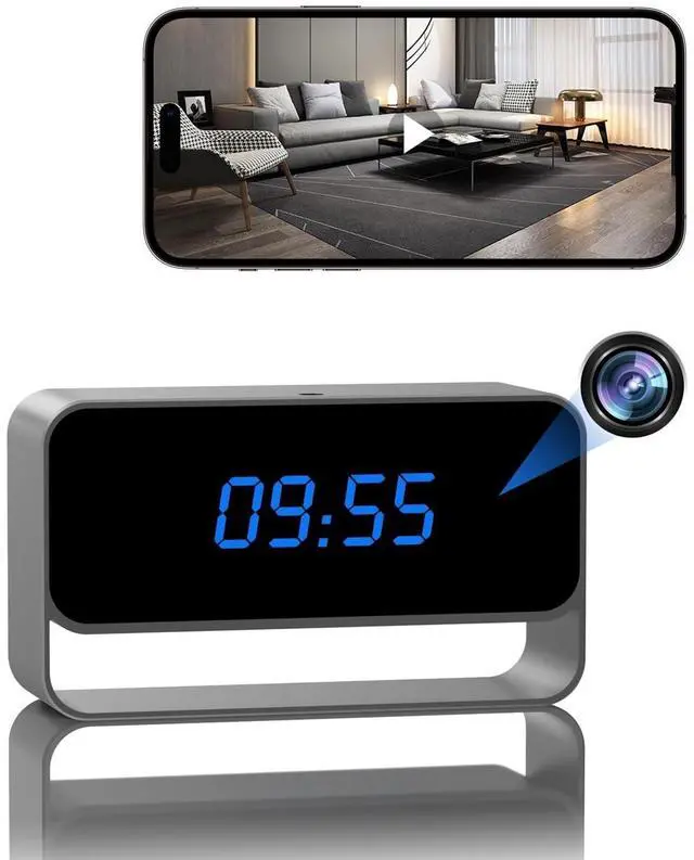 Main image of HiSpyCam Mini Wireless Security Camera with Clock Display - Full HD 1080P - WiFi Nanny Cam for Home Use - Strong Night Vision - Cloud/Local Storage