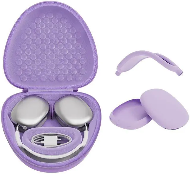 Main image of Case Compatible with AirPods Max with Apple AirPods Max Ear Cups and Headband Silicone Covers, Smart Sleep Mode Headphone Case and Accessories, Purple