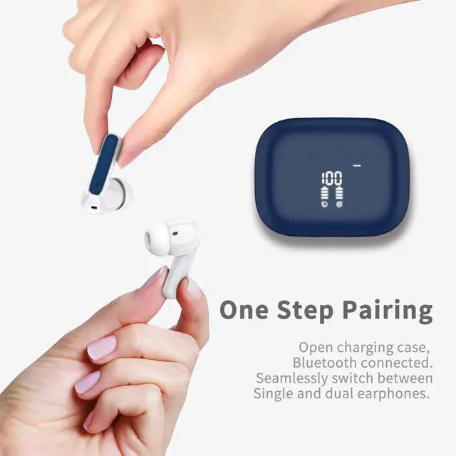 Alt view image 5 of 5 - Wireless Earbuds, Bluetooth 5.4 Headphones in Ear with HiFi Stereo Deep Bass, 4 ENC Noise Cancelling Mic Wireless Earphones 40H, in-Ear Earbud Bluetooth Dual LED Display IP7 Waterproof,