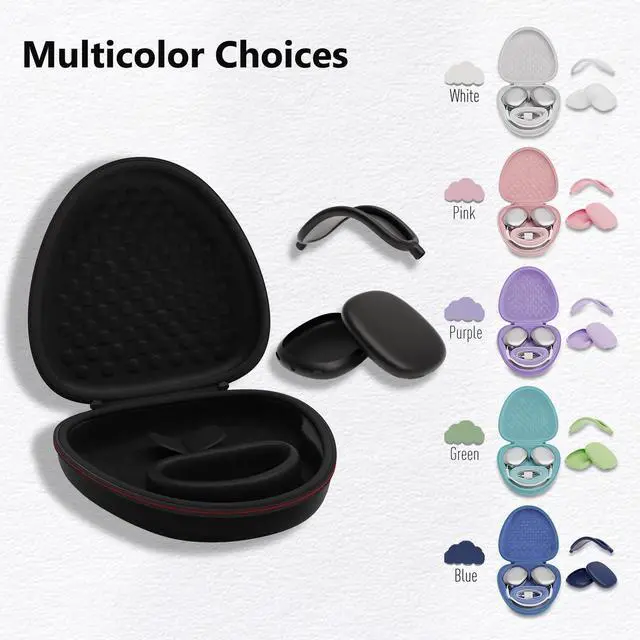 Alt view image 2 of 5 - Case Compatible with AirPods Max with Apple AirPods Max Ear Cups and Headband Silicone Covers, Smart Sleep Mode Headphone Case and Accessories, Purple