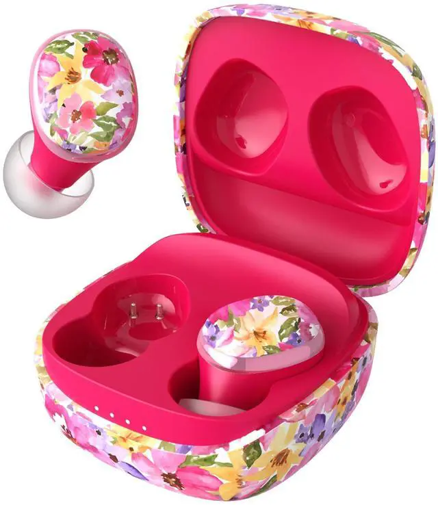 Main image of Groovz Go Essential True Wireless Earbuds with Charging Case - Up to 26 Hrs Battery Life - Designed & Engineered in the USA - Sweat-Resistant Bluetooth Earbuds with Built-in Microphone - Floral