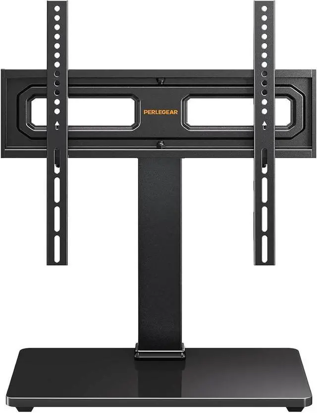 Main image of Perlegear Table Top TV Stand Mount, Universal Swivel TV Stand for 3260,65 Inch LCD/LED/OLED TVs up to 88 lbs with Tempered Glass Base, Height Adjustable TV Base with Tilt, Max VESA 400x400mm