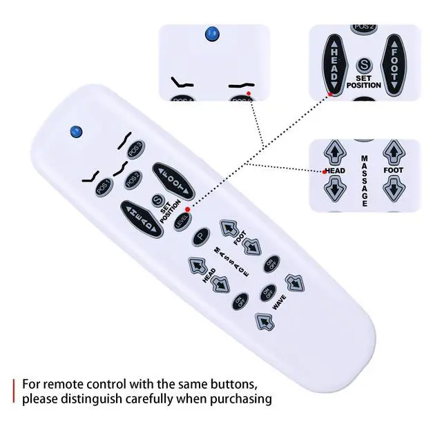 Alt view image 2 of 5 - RYQIF Replacement Remote Control for Flex Fit Plus/Sealy Adjustable Beds/Leggett & Platt E95/Tempurpedic Lifestyles S-Cape E95 Leggett and Platt Basis C3 Adjustable Bed-White