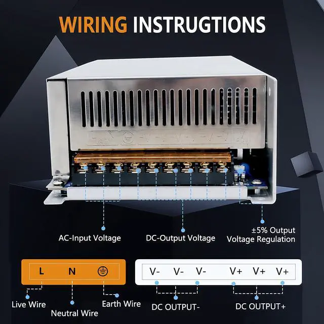 Alt view image 4 of 5 - SWTPWR 24V 42A 1000W AC/DC Power Adapter, 110V/220V to 24V DC Converter, 3-Port, LED Car Devices & CCTV