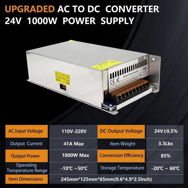 Alt view image 2 of 5 - SWTPWR 24V 42A 1000W AC/DC Power Adapter, 110V/220V to 24V DC Converter, 3-Port, LED Car Devices & CCTV