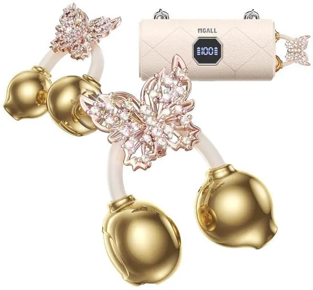 Main image of Clip On Earbuds with Detachable Diamond Butterfly Earrings, Bluetooth 6.0 Open Ear Earbuds for Women, Led Display Leather Texture Charging, Comfortable Fit, Sports, Glasses Wearers&Gifts, X22 Beige