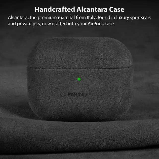Alt view image 2 of 5 - Belemay Handcrafted Alcantara Case for AirPods Pro 3rd Gen (2025), Compatible with MagSafe, Luxury Italian Suede-Like Material, Comfortable Grip, Elegant Cover Compatible with Airpods