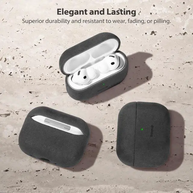 Alt view image 3 of 5 - Belemay Handcrafted Alcantara Case for AirPods Pro 3rd Gen (2025), Compatible with MagSafe, Luxury Italian Suede-Like Material, Comfortable Grip, Elegant Cover Compatible with Airpods