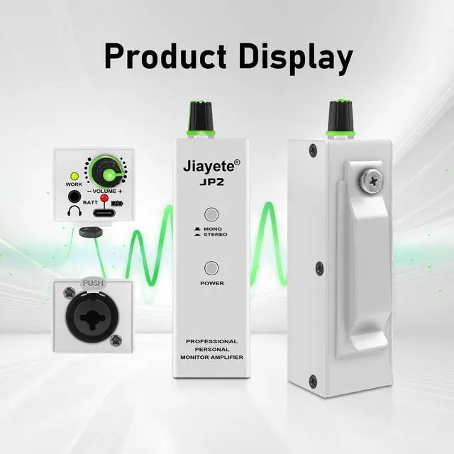 Alt view image 5 of 5 - Jiayete Rechargeable in-Ear Monitor Amplifier, Headphone Amp with XLR & TRS Input, 1/8-Inch Output, 8H Battery Life, Stereo/Mono for Bass, Guitar, Audio Mixer, and Keyboardists