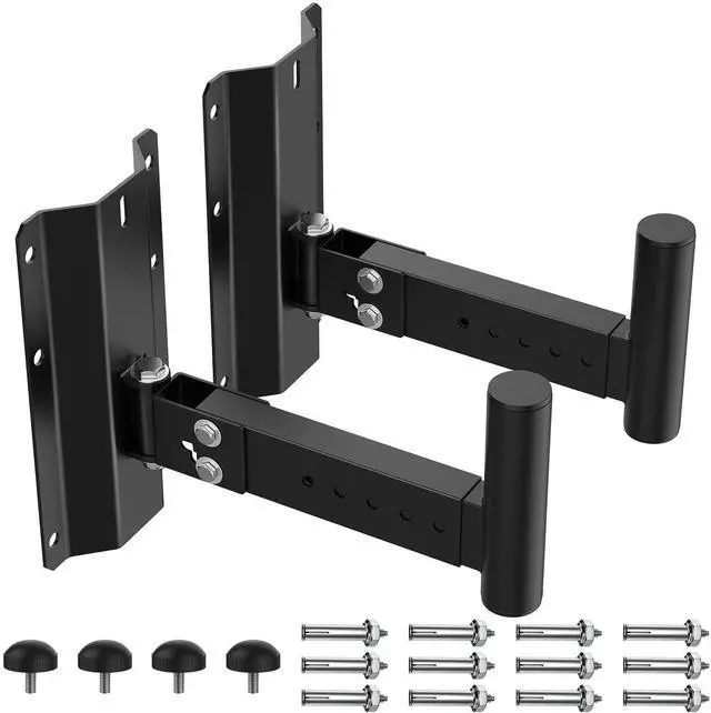 Main image of Fixirons Speaker Wall Mount Heavy Duty Adjustable for 4positions& 180 Rotation PA Speaker Mount Support Up to 120lbs Wall Speakers Mount Black 2 Packs