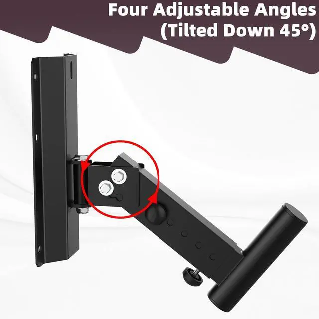 Alt view image 4 of 5 - Fixirons Speaker Wall Mount Heavy Duty Adjustable for 4positions& 180 Rotation PA Speaker Mount Support Up to 120lbs Wall Speakers Mount Black 2 Packs