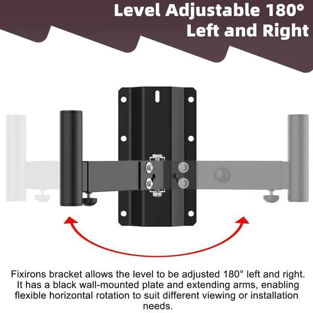 Alt view image 5 of 5 - Fixirons Speaker Wall Mount Heavy Duty Adjustable for 4positions& 180 Rotation PA Speaker Mount Support Up to 120lbs Wall Speakers Mount Black 2 Packs