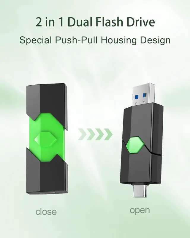 Alt view image 2 of 5 - K&ZZ 128GB USB C Flash Drive 1 Pack Dual USB-C Thumb Drive 3.0 Push-Pull USB A + Type C Memory Stick Photo Stick for Smartphone Tablet Laptop iPhone 17
