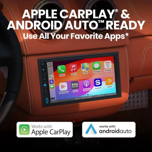 Alt view image 5 of 5 - BOSS Audio Systems Elite Series BE7ACP.X Car Stereo - Apple CarPlay, Android Auto, SiriusXM-Ready, Double Din, 7 Inch Touchscreen, No CD DVD Player