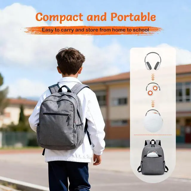 Alt view image 5 of 5 - TONOSHARK Kids Bluetooth Headphones with ANC, Wireless Over-Ear Headset for Boys and Girls, Foldable & Adjustable, Ideal for School, Travel and Online Learning (White)