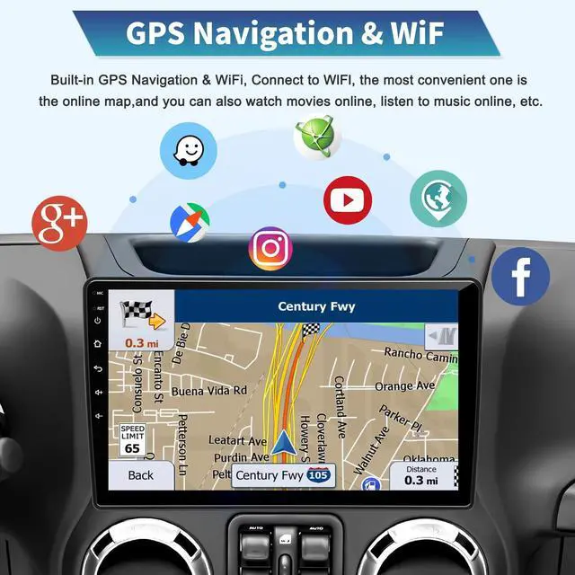 Alt view image 5 of 5 - Car Radio Stereo for Jeep Wrangler JK 2007-2018 Dodge Ram 1500 2500 3500 Grand Cherokee, Android 13 2G+64G with CarPlay Android Auto 10 inch Touchscreen Head Unit, GPS BT WiFi AM/FM, Rear View Camera
