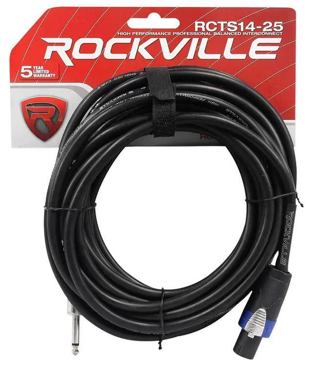 Alt view image 2 of 2 - Rockville RCTS1425 25' 14 AWG 1/4" TS to Speakon Speaker Cable, 100% Copper