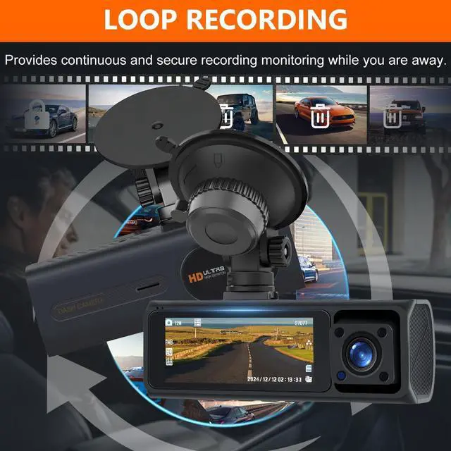 Alt view image 5 of 5 - WiFi 2K Dash Cam Front and Rear Inside, Triple Dash Camera for Cars, 2.88 IPS Touchscreen Car Camera, App Control, Night Vision, 24H Parking Mode, G-Sensor,64GB SD Card