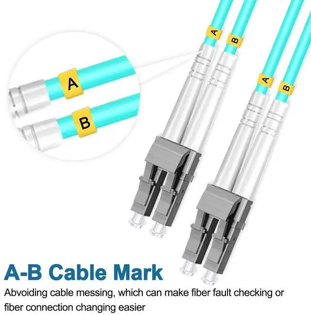 Alt view image 5 of 5 - Lebrudos 5Pcs 0.5 Meter Fiber Optic Patch Cord LC UPC to LC UPC, Duplex Multi-Mode Fiber Cable Jumper OM3 50/125m, 850nm/1300nm LSZH 3.0mm