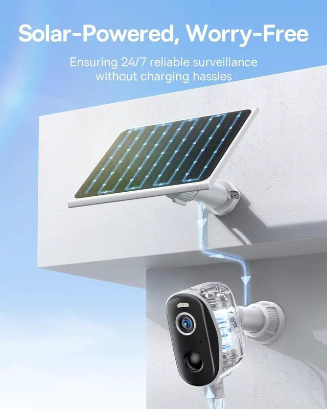 Alt view image 2 of 5 - Baseus Solar Security Cameras Wireless Outdoor, N1 2-Cam Kit with Solar Panel 3W, 2K Color Night Vision Camera for Home Security, Solar-Powered, IP67, No Monthly Fee, 16TB Expandable Local Stor