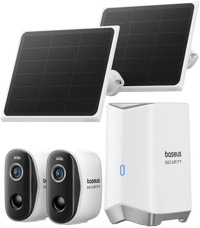 Main image of Baseus Solar Security Cameras Wireless Outdoor, N1 2-Cam Kit with Solar Panel 3W, 2K Color Night Vision Camera for Home Security, Solar-Powered, IP67, No Monthly Fee, 16TB Expandable Local Stor