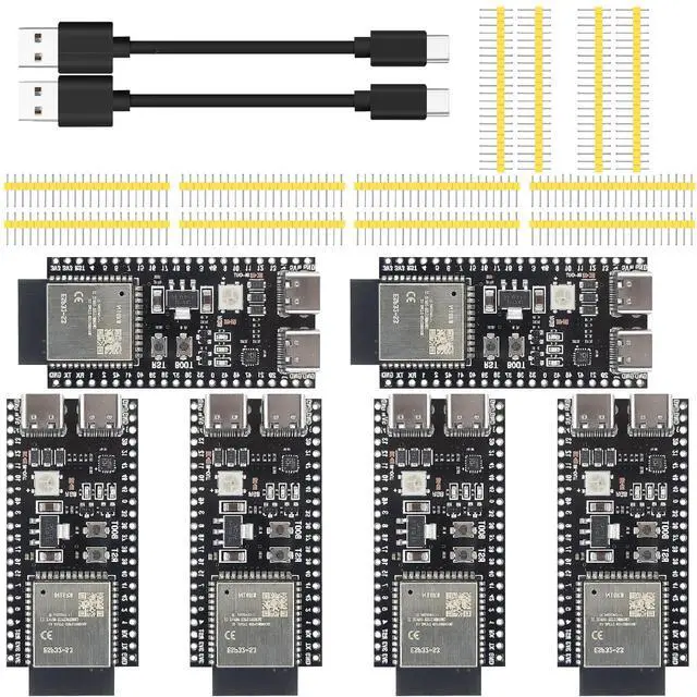 Main image of hiBCTR 6pcs esp32 devkit s3 Development Board with WiFi bt Module - esp32-s3-wroom-1 n16r8 mcu, 44pin 8m psram & Type-c Cable for iot Projects
