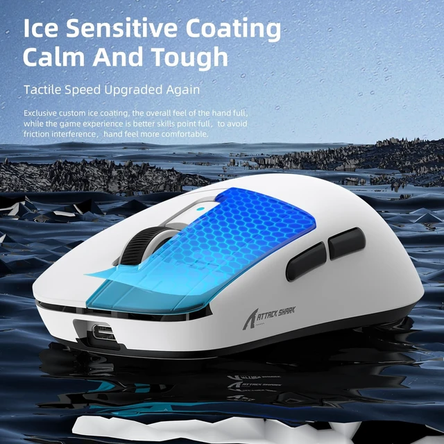 Alt view image 3 of 5 - ATTACK SHARK R6 Wireless Gaming Mouse,38G Ultra-Lightweight Trip-Mode 2.4G/USB-C/Bluetooth Mouse Gaming with PAW3950MAX Sensor,42000 DPI,50G Accelerated Speed for PC/Laptop/Mac PC/Laptop/Mac -W