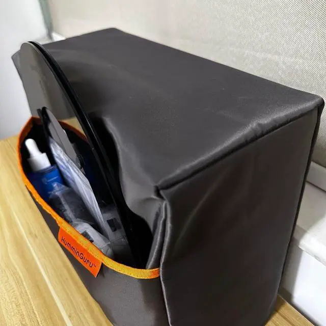 Alt view image 5 of 5 - HumminGuru Premium Dust Cover with Front Pocket for HG01 & NOVA Ultrasonic Vinyl Record Cleaner- Store 7/10 Record Adapters & Vinyl Record Cleaning Kit (Grey)