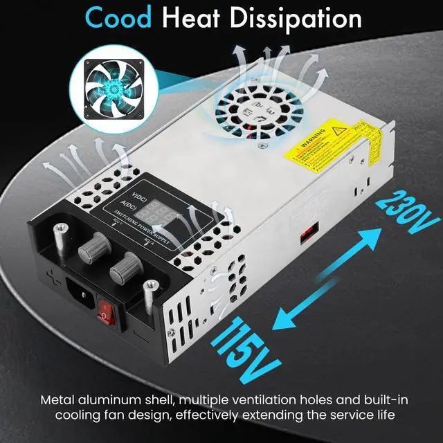 Alt view image 3 of 5 - NUOWEIDE Adjustable 0-36V Power Supply 16.6A 600W, 110V AC to DC 0-36V Buck Converter 0-16.6A 600W Power Supply with LCD Display Adjustable Voltage Current 110V/220V AC to 36V DC Converter