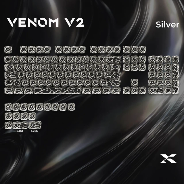 Alt view image 3 of 5 - XVX Venom Keycap 60 75 100 Percent, Translucency Keyboard Keycaps w/Hollowed-out Design, ABS+PC Material Keycaps, MOA Profile Keycap, Full 120 Key Set for MX Mechanical Gaming Keyboards (Silver)